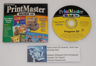 Printmaster Silver 10 By Broderbund for PC - CD-ROM Windows 95/98/2000 NT 4