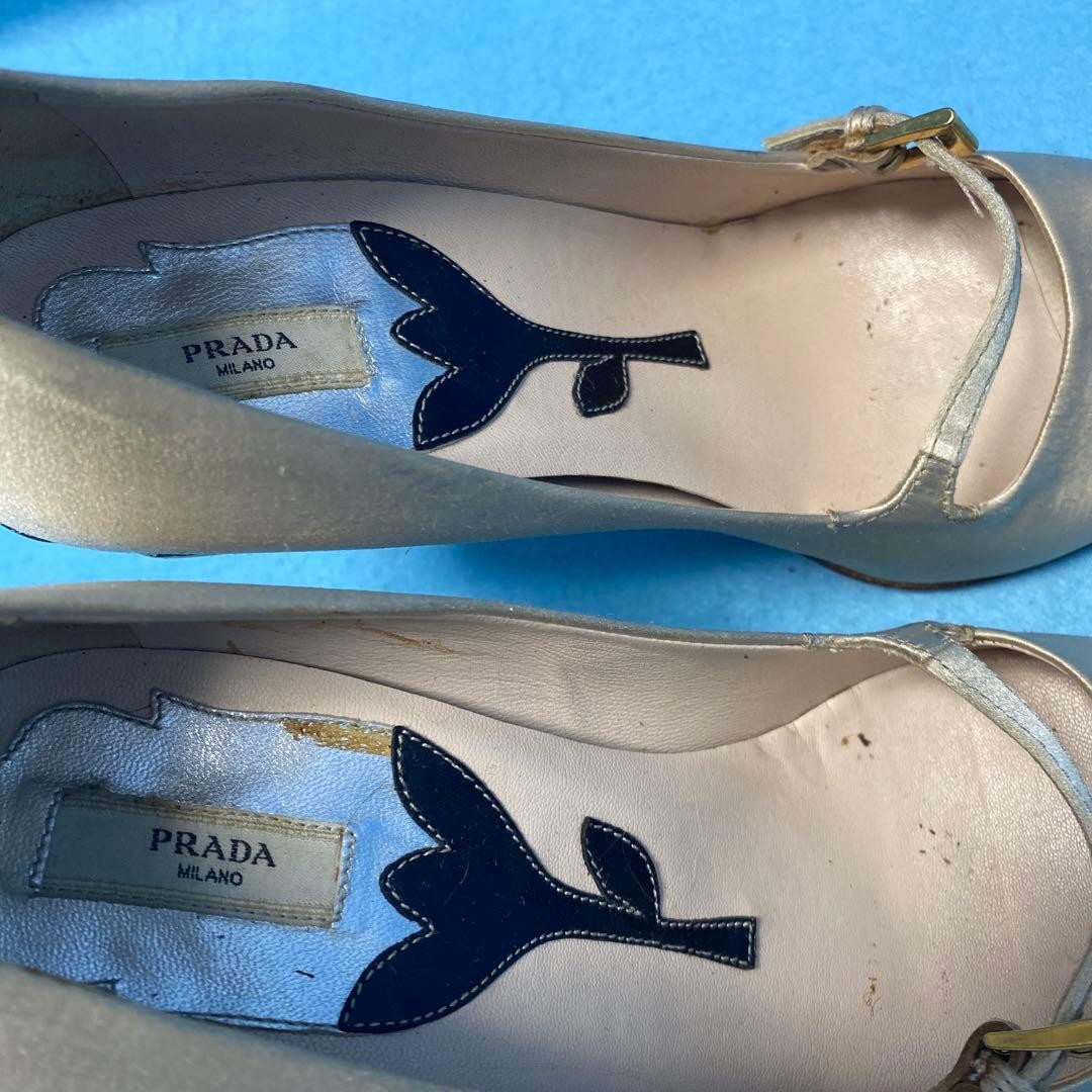 PRADA Women's Heel Pumps Size:35.5/JP:22.5 Leather Gold From Japan 135157K Auth thumbnail 5