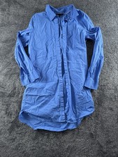 Victoria s Secret Blue Button Down Sleep Shirt Women s Size 8 Long Sleeve