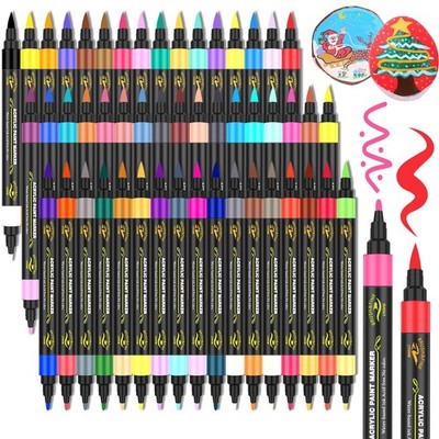 Lyuvie 100 Farben Dual Tip Acrylmalstifte Set 50 Stück Permanent Acryl