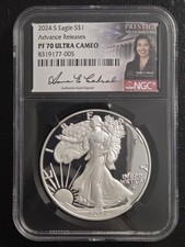 2024 S PROOF SILVER EAGLE NGC PF70 UCAM ADVANCE RELEASES CABRAL SIGNED PRESTIGE 