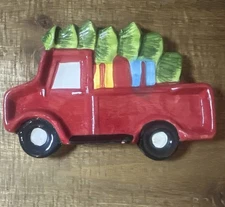 Home Essentials Holiday Red Truck Shaped Spoon Rest Christmas Tree Candy Dish