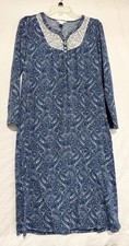 VTG Adonna Navy Blue Prairie Dress Nightgown Cottage Core Paisley Floral Size M