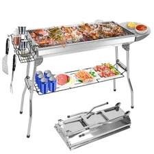 Portable Charcoal Grill, Large Stainless Steel Folding BBQ Grill with Storage...