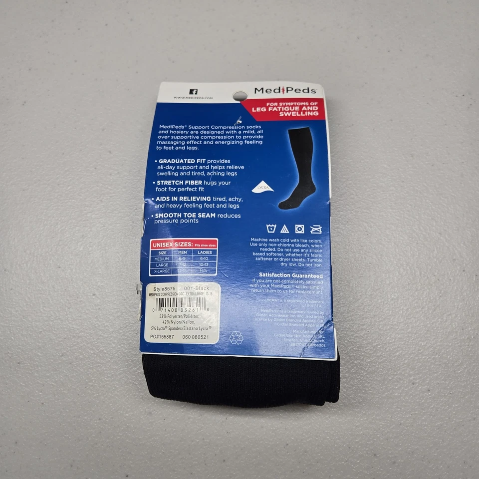 Medipeds Hombres Calcetines XL 12-15 Negro Apoyo Compresión Aliviar Hinchazón Nuevos con Etiquetas Foto 3 de 4