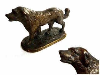 Orig Old Art Nouveau Figurine Vienna Bronze Dog 1900 Vienna Austria Hunting Hunter