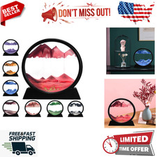 3D Dynamic Sand Art Liquid Motion - Round Glass 3D Deep Sea Sandscape Red, 7'' 