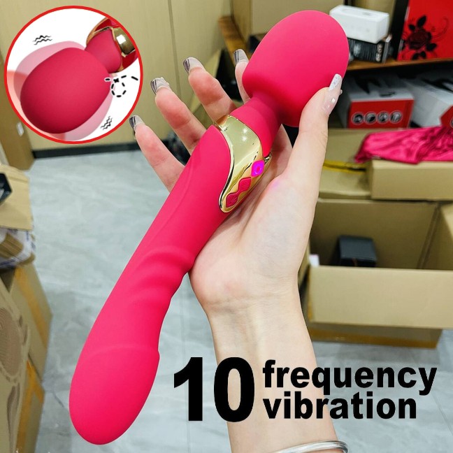 Double Head Shock AV Vibrator Stick G-Spot Massager Dildo Sex Toys For Women