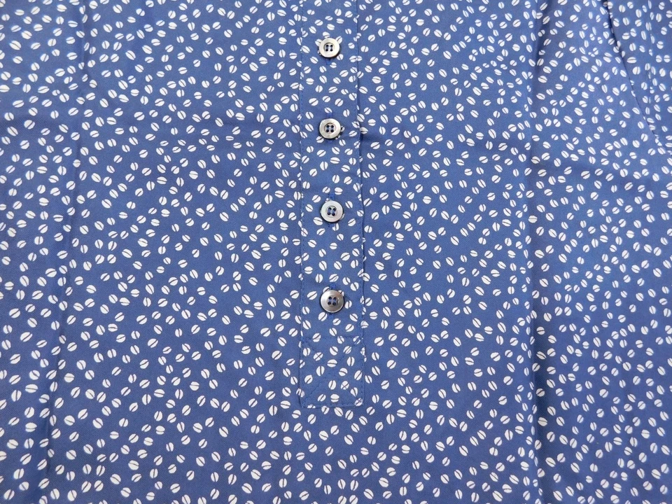 NUEVA APC Camiseta Azul Marino Estampado Grano Café 100% Seda Talla Mujer Grande Parisina Foto 3 de 4