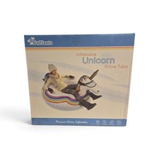 GoFloats Inflatable Unicorn Snow Tube with Handles for Kids Adults 44"