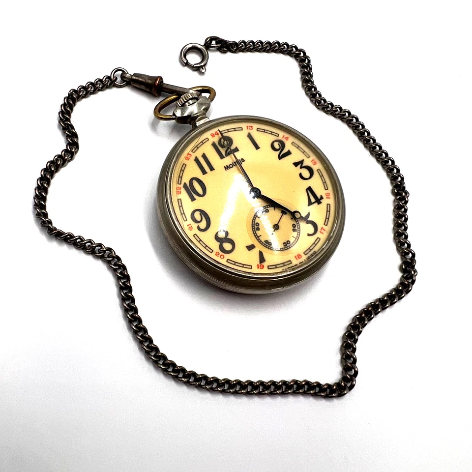 Molnija USSR Pocket Watch Bears Design Vintage Soviet Mechanical Collectible - Image 2 of 4