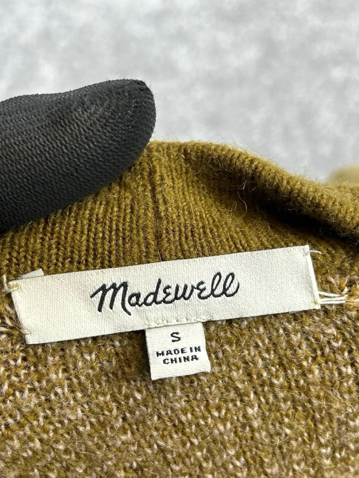 Cárdigan Madewell Suéter Para Hombre Pequeño Verde Blanco Tejido Foto 3 de 4