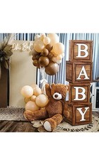 Wooden Nursery Wall Letters Baby Shower Decor Brown White Unisex