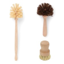 Fox Run Kitchen Brush Set of 3 - Pot, Dish, Bottle Scrub w/ Natural Bristles