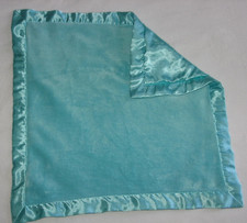 Elegant Baby Aqua Teal Security Blanket Baby Lovey Plush Satin