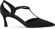 Coutgo Women s T-Strap Slingback Kitten Heel Pumps Pointed Toe Ankle Buckle 6.5