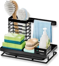 Kitchen Sink Caddy Organizer with Detachable Brush Holder, Countertop Utensil