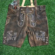 Men Custome Authentic Bavarian Lederhosen Short German Leather Oktoberfest Short