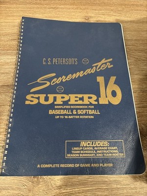C.S. Peterson Scoremaster Super 16 Baseball Softball Scorebook Spiralbound