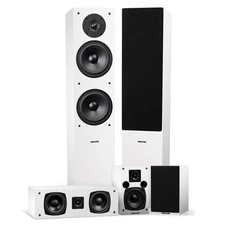 Fluance Elite 5.0 Surround Sound Home Theater Speaker System - White