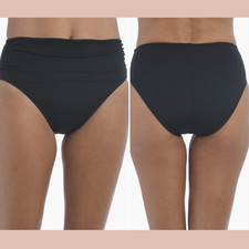 NWT 61 La Blanca 4 Island Goddess Overlap Black Bikini Bottoms Black U1473