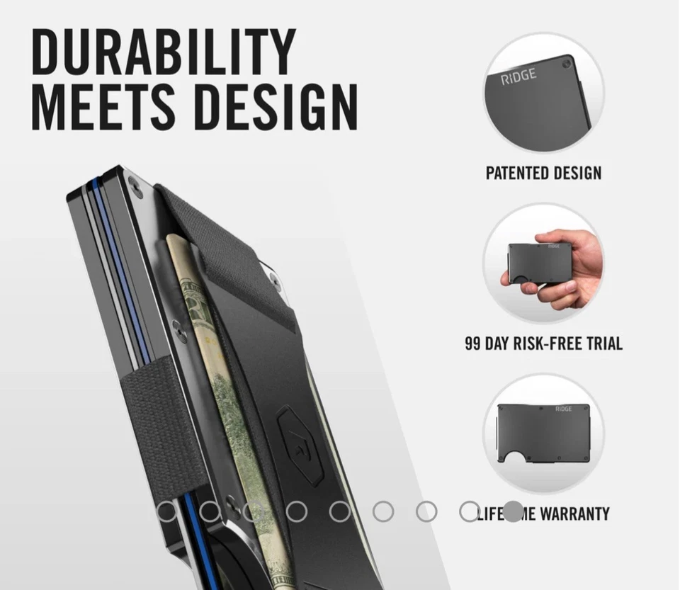 New Limited Edition Ridge 2.0 Wallet GT Silver W/ Custom Cash Strap RFID Proof - Image 3 of 4