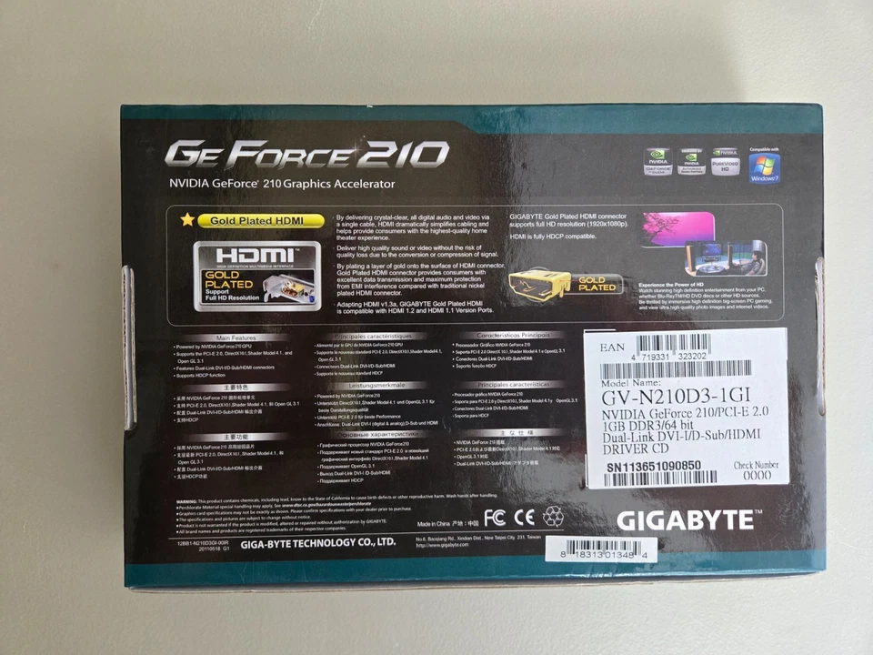 Gigabyte NVIDIA GeForce 210 (GV-N210SL-1GI) 1GB / 1GB (max) DDR3 SDRAM PCI... - Image 2 of 4