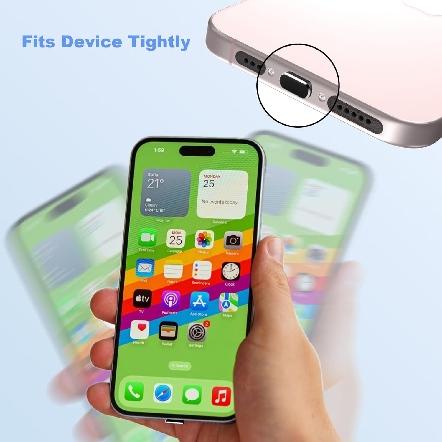 USB C Dust Plug for iPhone 15 16 17 Series, C Port Cover Phone USB-C 