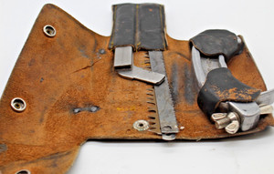 Wyoming USA hunting survival camping saw & leather sheath, 3 blades, nice VG