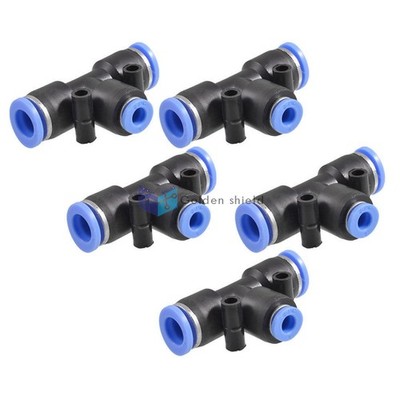 5Pcs 3 Ways 10mm to 6mm Coupler T Style Tubing Quick Push in Fittings Kd *kk