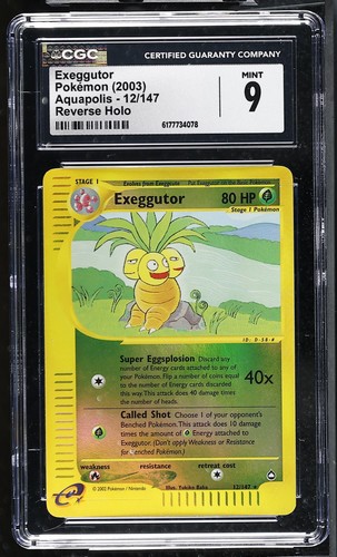 CGC 9 MINT Exeggutor 12/147 Aquapolis Reverse Holo Pokemon Card
