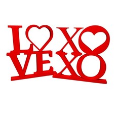 Love XOXO Valentines Day Gift Decor Sign set 6"x5.5" New Red Heart Plastic 3D