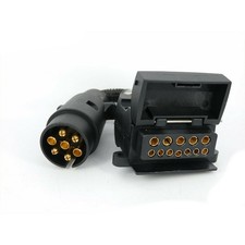 CAR Trailer Adaptor Plug - 7 Pin round Male Plug to 12 Pin Female flat Caravan *