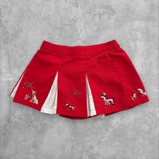Vintage Gymboree Girls 18-24M Red White Pleated Skort Dog Embroidery 100 Cotton