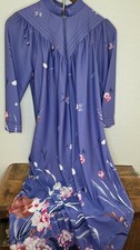 Vintage Lisanne Purple Floral Petite Zipper House Dress Mumu Robe
