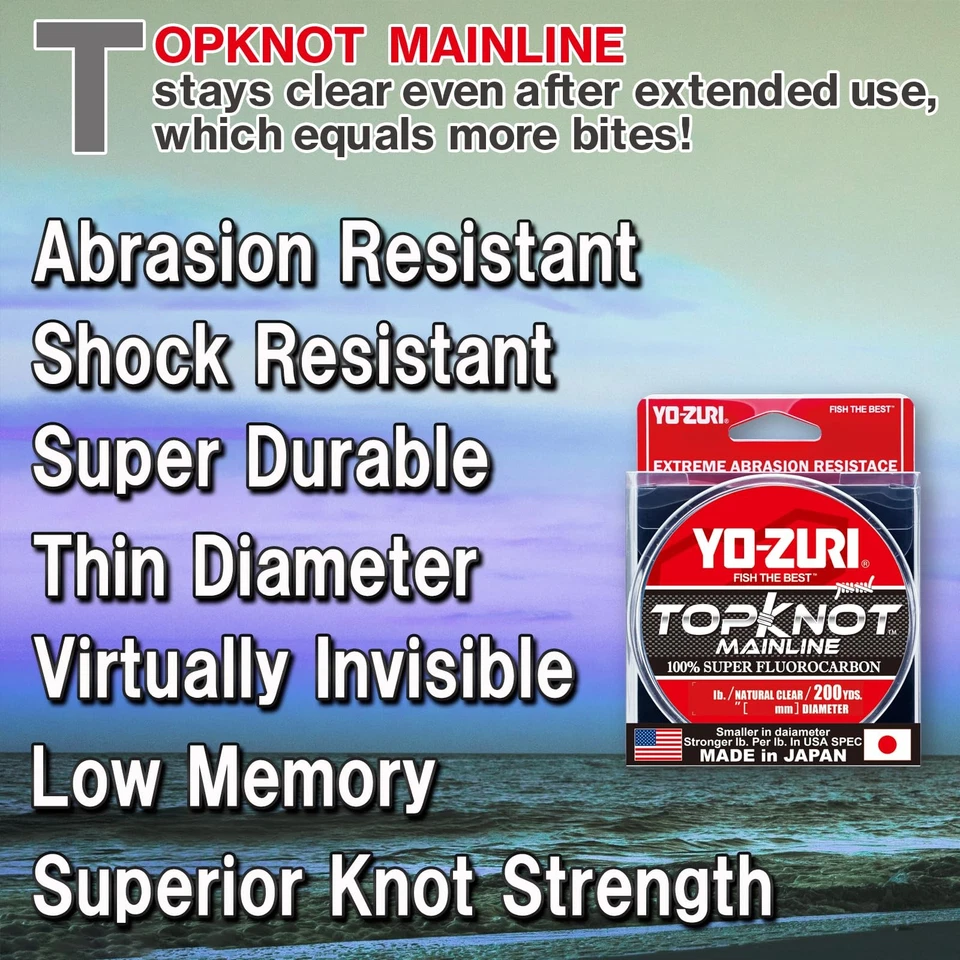 Línea de pesca de fluorocarbono transparente natural Yo Zuri TopKnot 12 lb línea principal 100 yardas Foto 2 de 4