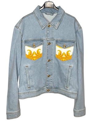 Versace Baroque Print Pocket Denim Jacket - Size 50