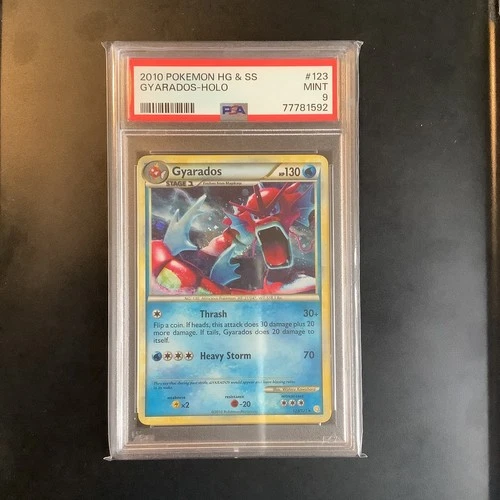 Pokemon 2010 HGSS Base Set Red Gyarados Holo Rare #123/123 PSA 9