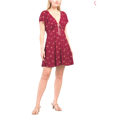 Free People Dress Lana Del Rey Style Women M Burgundy Smocked Waist Coquette NWT