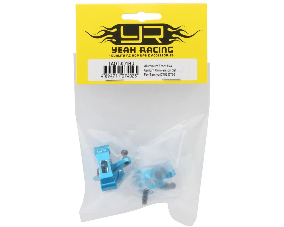 Yeah Racing Tamiya DT02/DT03 Aluminum Front Hex Upright Conversion Set (Blue) - Image 2 of 2