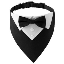 Tuxedo Dog Collar for Wedding Engagement and Birthday, Formal Dog Bandana Col...