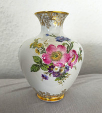 Royal Porzellan Bavaria KPM Vase Porzellan wei&szlig; gebl&uuml;mt Goldrand handarbeit