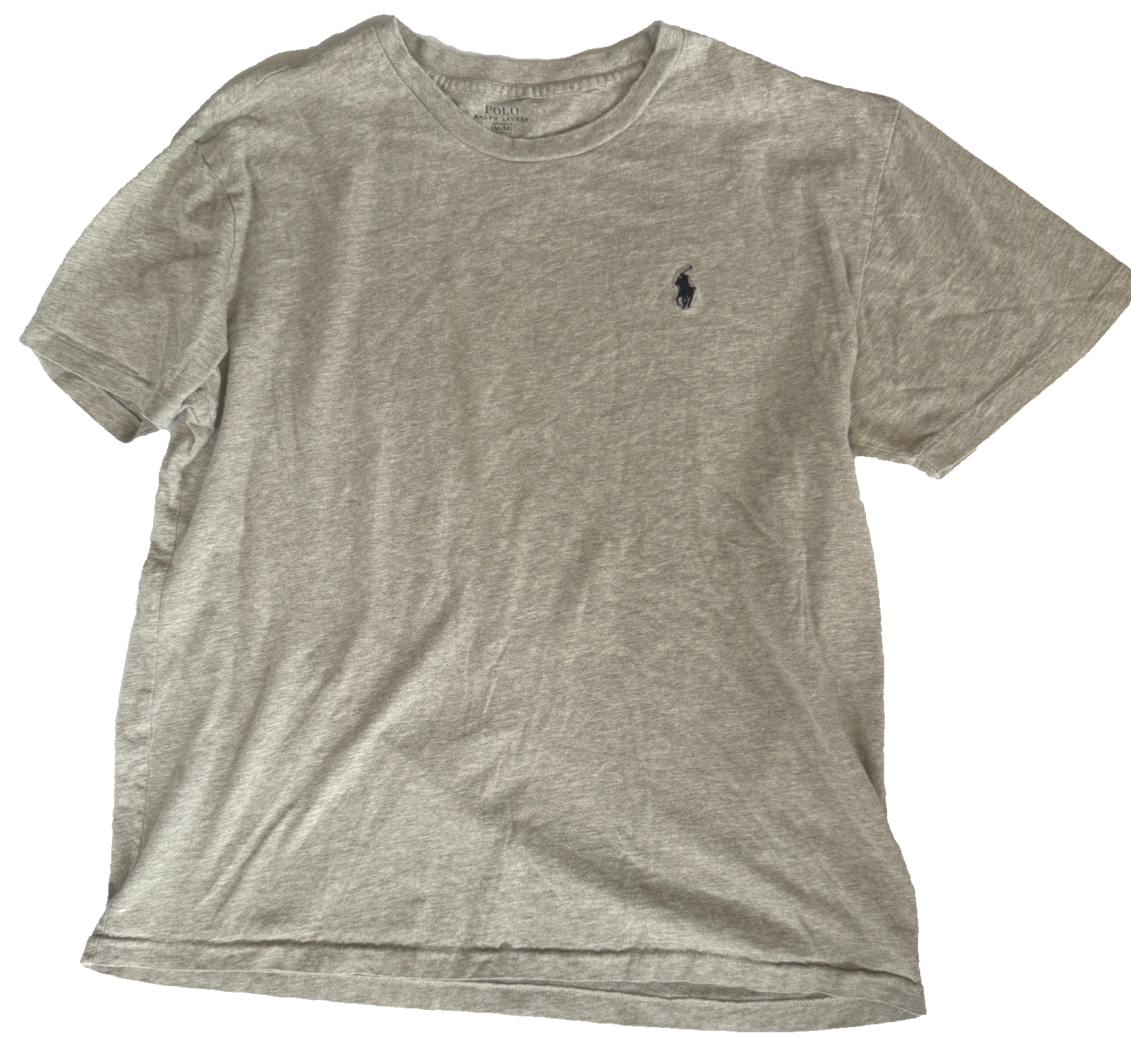 POLO RALPH LAUREN T SHIRT UOMO M HEATHER GRIGIO BLU PONY LOGO GIROCOLLO MANICA CORTA