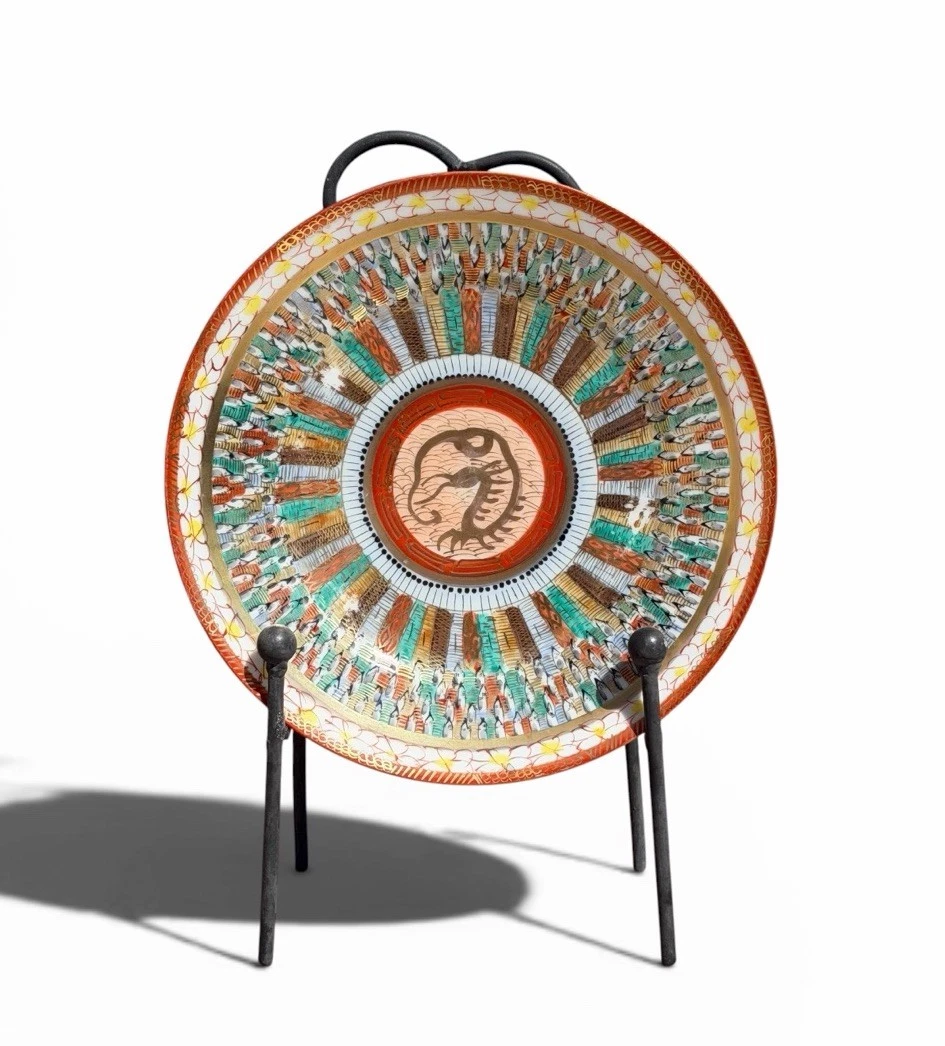 红色古董日本盘子| eBay