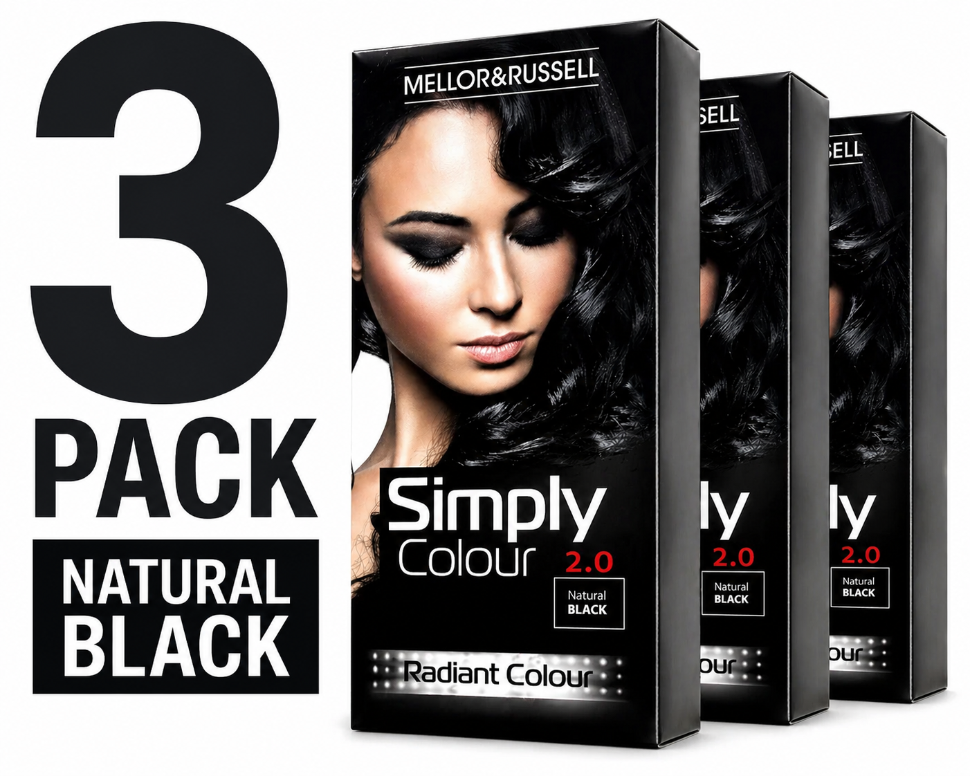 Hair Dye 3 Pack Natural Black Mellor & Russell Simply Colour 2.0