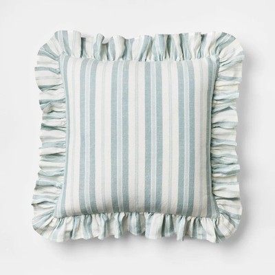 Square Woven Stripe Throw Pillow with Ruffle - Threshold designed with Studio