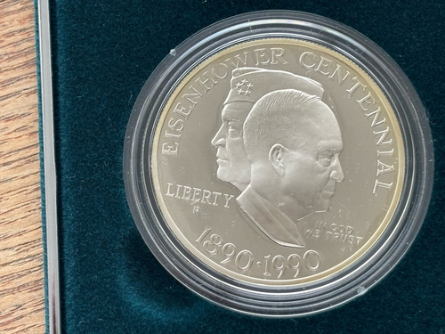 1990-P US Mint Eisenhower Centennial Commemorative Silver Proof Dollar, OGP COA! - Picture 3 of 6