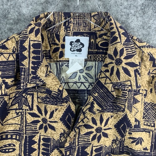 Hilo Hattie Herren Hemd Extra Large Braun Tribal Print Baumwolle/Rayon Mischung Tasche - Bild 7 von 11