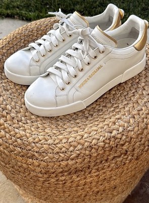 Dolce & Gabbana Portofino women s White/Gold Leather Low Top Sneakers 9.5