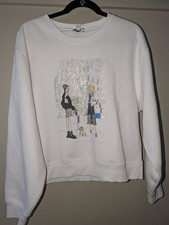 New DKNY City Graphic Print Sweatshirt Size Lrg Long Sleeves White - NWT